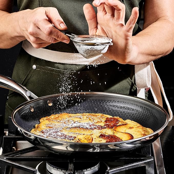 HexClad Hybrid Nonstick 12-Inch Frying Pan, Stay-Cool Handle, Dishwasher-Friendly, Oven-Safe Up to 900°F, Induction Ready, Compatible with All Cooktops