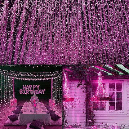 66Ft 200LED Pink Fairy Lights Plug in, Waterproof String Lights Outdoor &