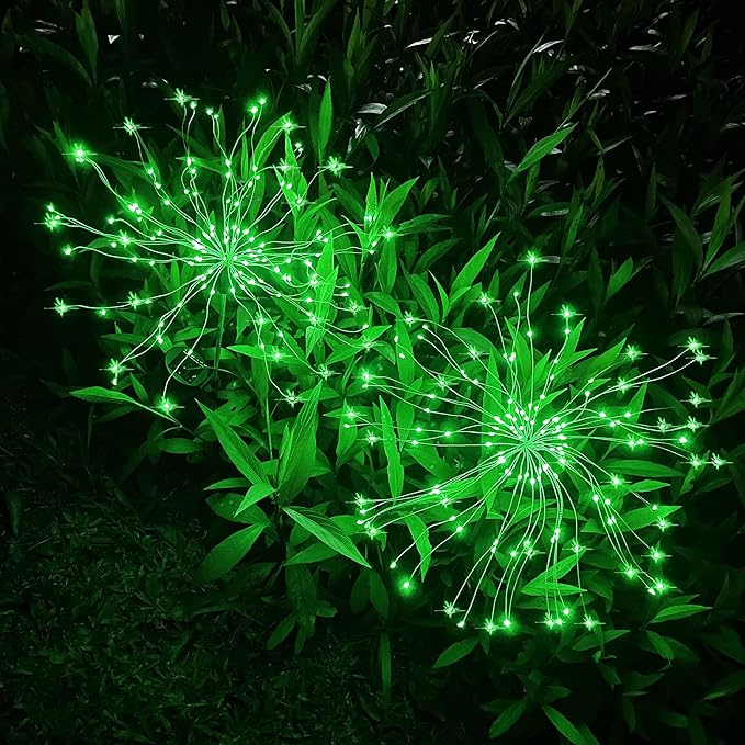 JJGoo Solar Firework Lights, 2 Pack 120 LEDs 2 Lighting Modes Solar Garden