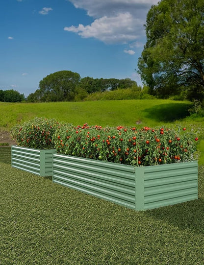 GarveeLife 2pcs 8x4x2 ft Galvanized Raised Garden Bed, Rust-Resistant Raised