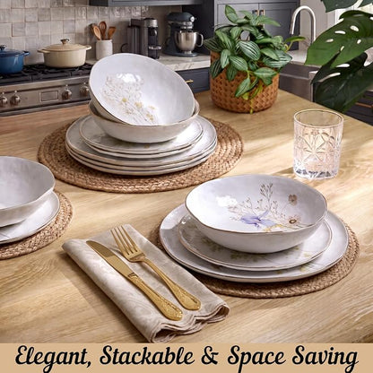 Sango 12-Piece Luxury Porcelain Dinnerware Set