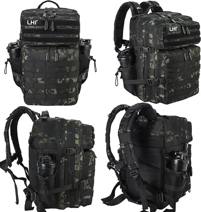 LHI Military Tactical Backpack for Men and Women 45L Army 3 Days Assault Pack Bag Large Rucksack with Molle System - Black CP