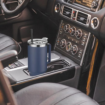 HASLE OUTFITTERS 40 oz Stainless Steel Tumbler with Handle, Vacuum Insulated Tumblers Bulk, Reusable Double Wall Travel Coffee Mug, Durable Powder Coated Water Bottles(Navy, 4)