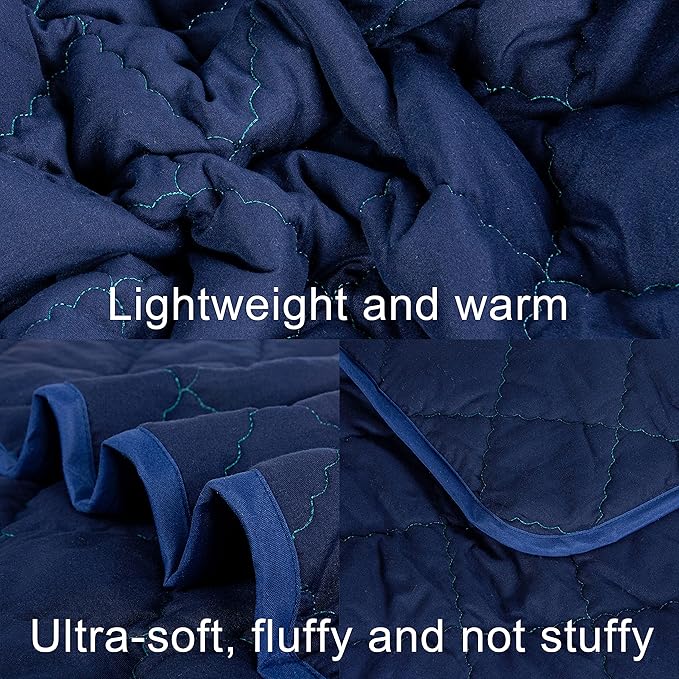 NTBAY Down Alternative Oversized Toddler Comforter, Super Soft and Warm Solid Color Baby Crib Quilted Blanket, 43x60 inches, Navy Blue