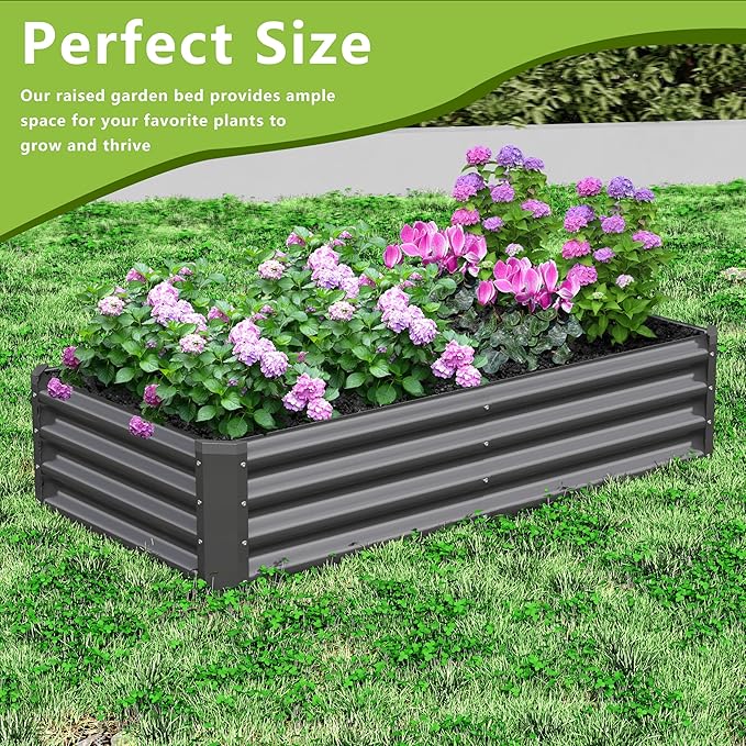 2PCS 4x2x1FT Galvanized Raised Garden Bed, Galvanized Planter Raised Garden